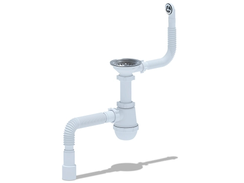 А0142SA15 Сифон Ани Грот 3 1/2"* 40 с гибким круглым переливом мойки и г/т 40х40/50