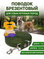 Поводок для собак крупных пород «Мой Друг», цвет хаки, 3 метра (лейбл)