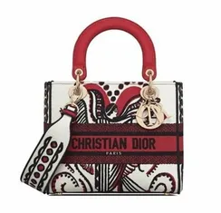 Сумка Dior Lady D-lite, модель среднего формата красный