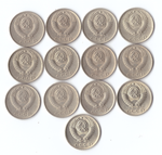 Набор монет (13шт) 10 копеек 1980-91гг(л,м) XF