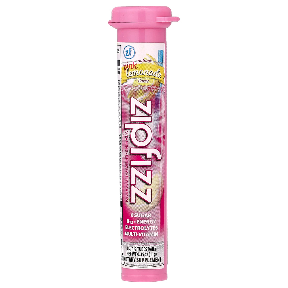 Zipfizz, Энергетическая смесь для здорового спорта с витамином B12, розовый лимонад, 20 тюбиков по 11 г (0,39 унции)