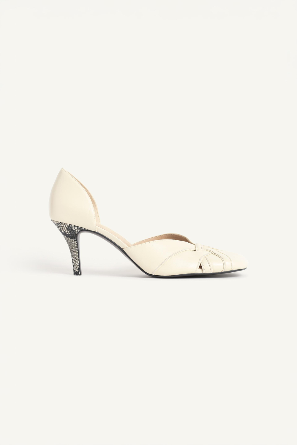 ZARA КОЖАНЫЕ ТУФЛИ НА КАБЛУКЕ - LIMITED EDITION, ЭКРЮ/БЕЛЫЙ