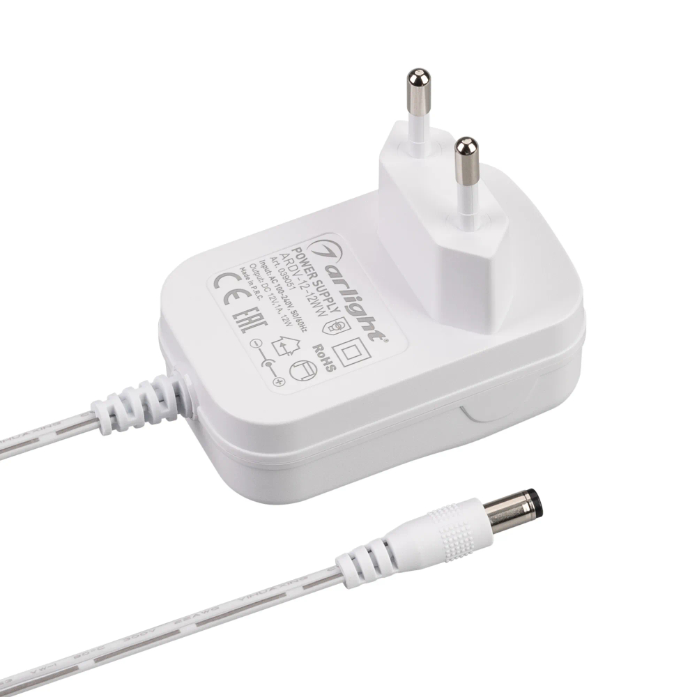 Блок питания ARDV-12-12WW (12V, 1A, 12W) (Arlight, Адаптер, 3 года) 039051