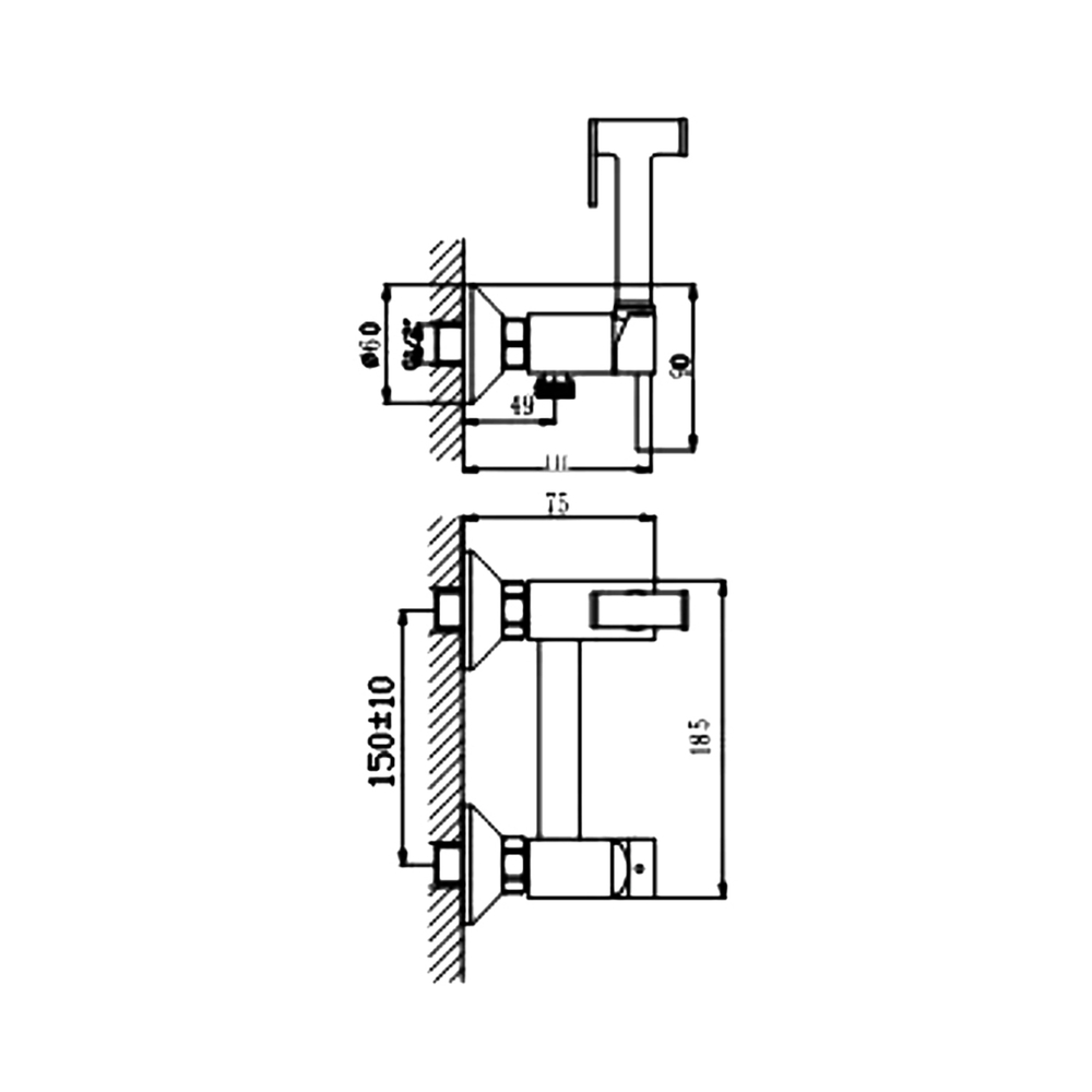 Смеситель с гигиеническим душем 35к HB5520 HAIBA НЕРЖ