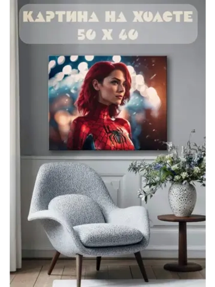 Картина на стену 40 X 50 Девушка человек-паук