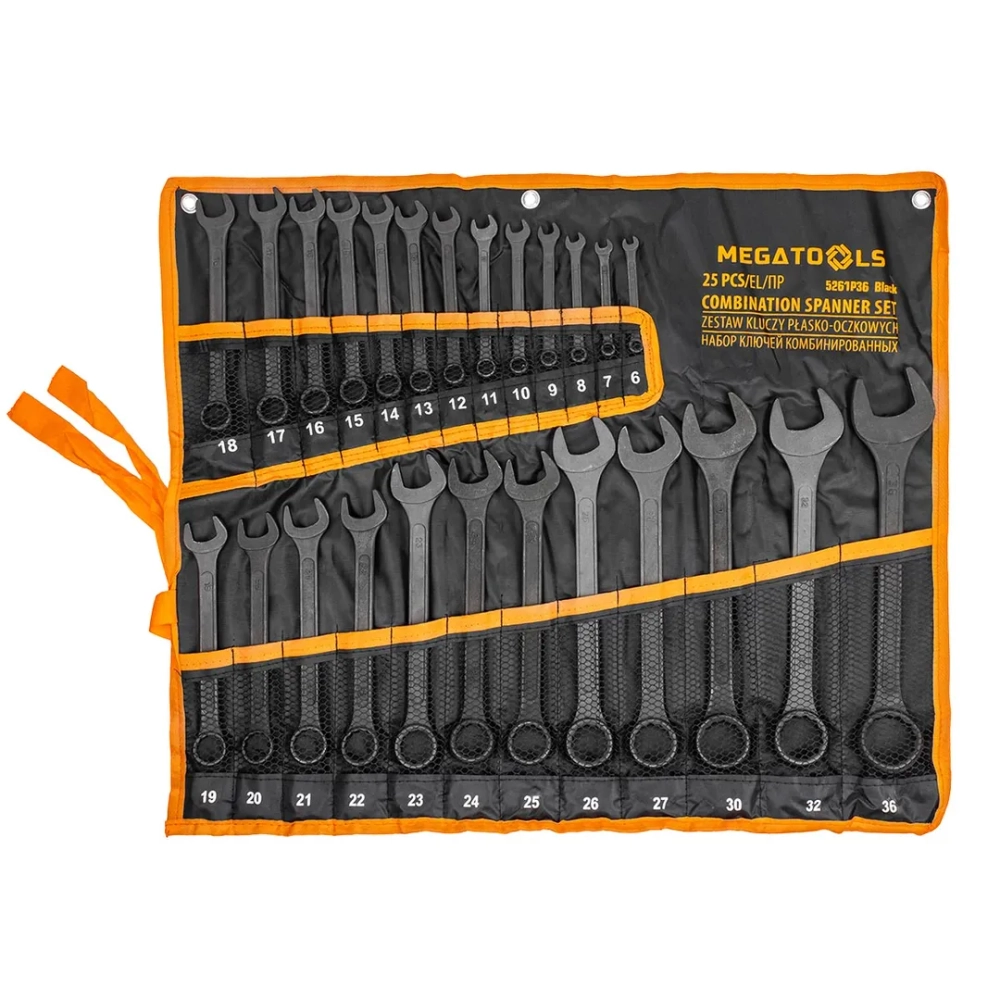 Набор ключей комбинированных 25пр. MEGATOOLS MT-5261P36 Black