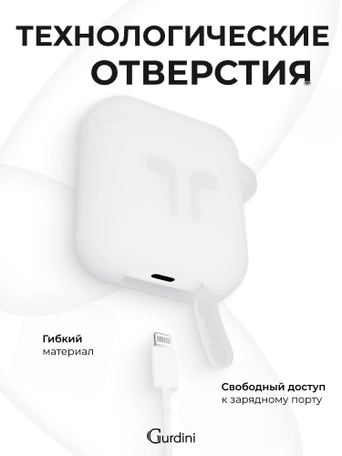 Чехол для Airpods 1/2 Gurdini прорезиненный soft touch Прозрачно Матовый