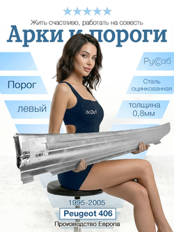 Порог левый Peugeot 406 1995-2005 (Klokkerholm) седан, универсал