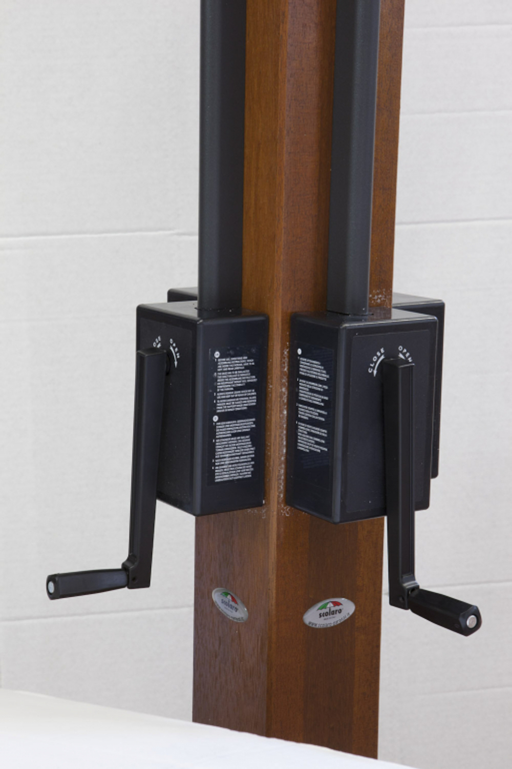 Зонт профессиональный двухкупольный 3х6 м Scolaro Wood Double, имитация ироко, слоновая кость