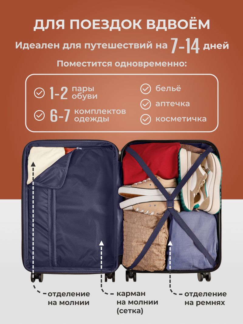 Чемодан Bonle размер М Хаки
