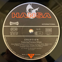 Винтажная виниловая пластинка LP Eruption, Precious Wilson Eruption (Германия 1977)