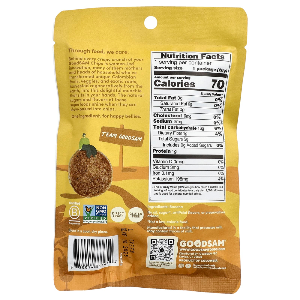 GoodSam, Crystal Farms™, хрустящие чипсы, со вкусом банана, 20 г (0,7 унции)