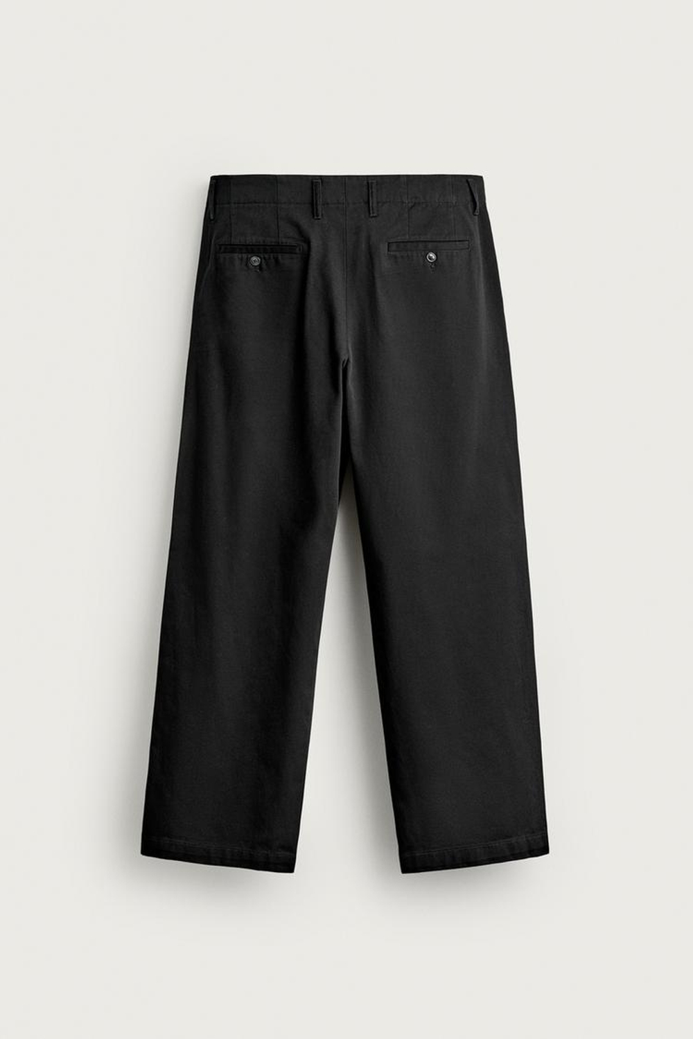 ZARA БРЮКИ ЧИНОС RELAXED FIT СО СКЛАДКАМИ, ЧЕРНЫЙ