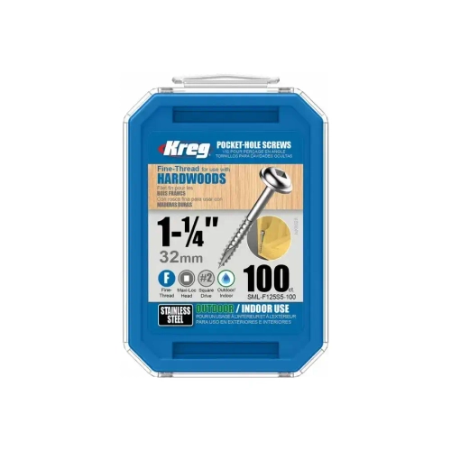 Шурупы с мелким шагом (нерж.) 1-1/4"-100 шт Kreg SML-F125S5-100-INT