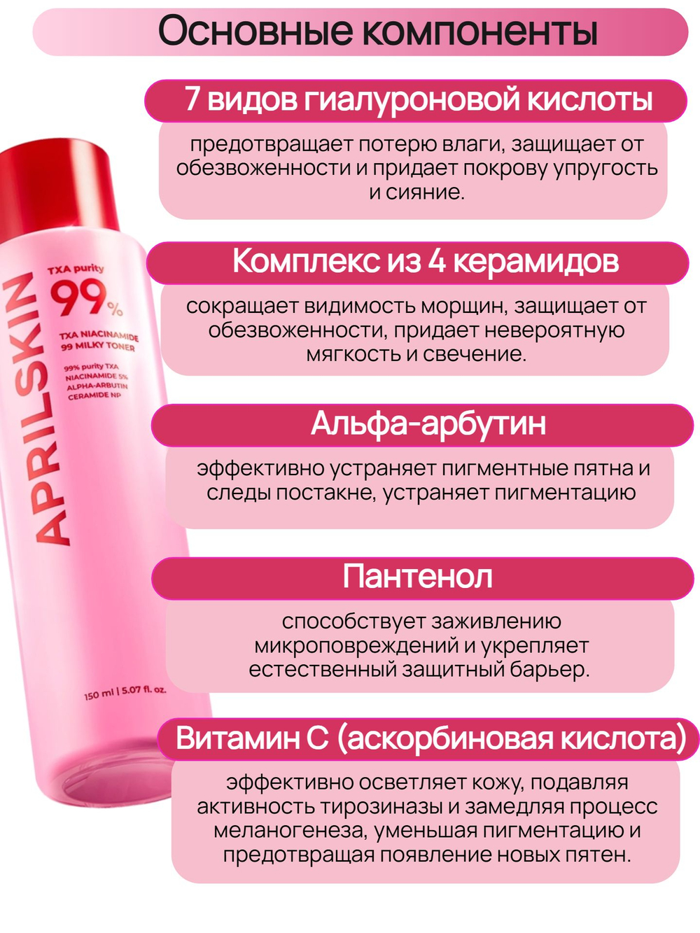AprilSkin Тонер молочный осветляющий TXA Niacinamide 99 Milky Toner 150 мл