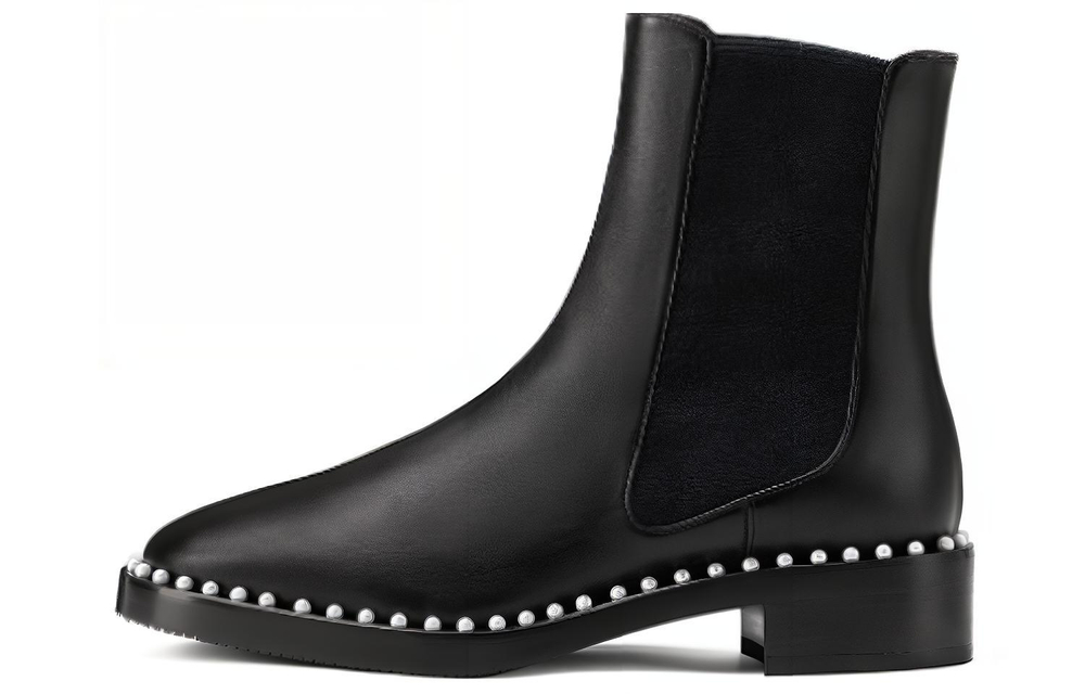 Stuart Weitzman/SW Cline Calfskin Short Chelsea Boots Women"s Black