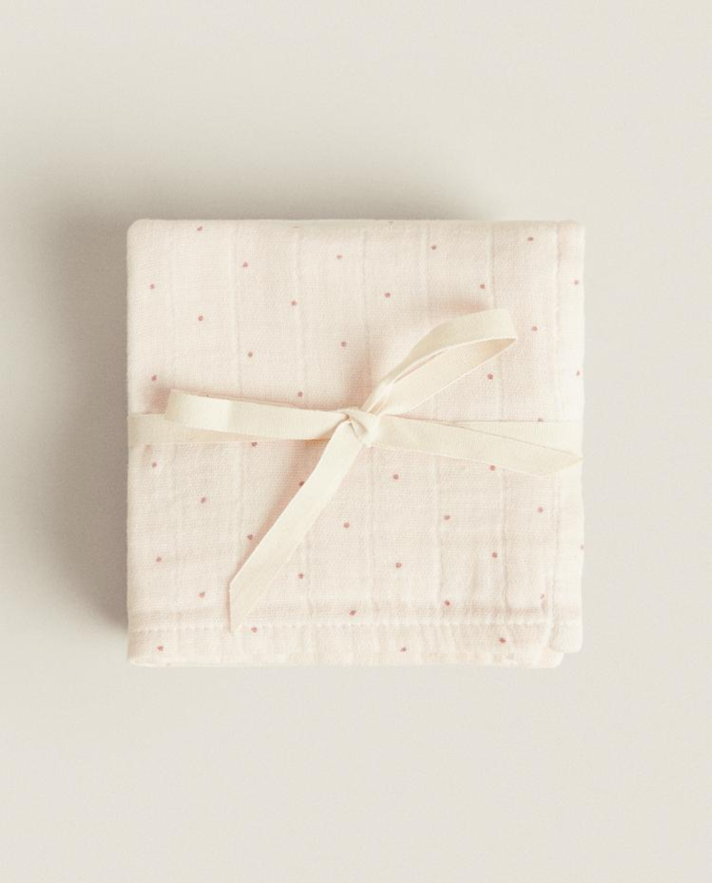 ZARA HOME НАБОР ДЕТСКИХ МУСЛИНОВЫХ САЛФЕТОК (3 ШТ), РОЗОВЫЙ