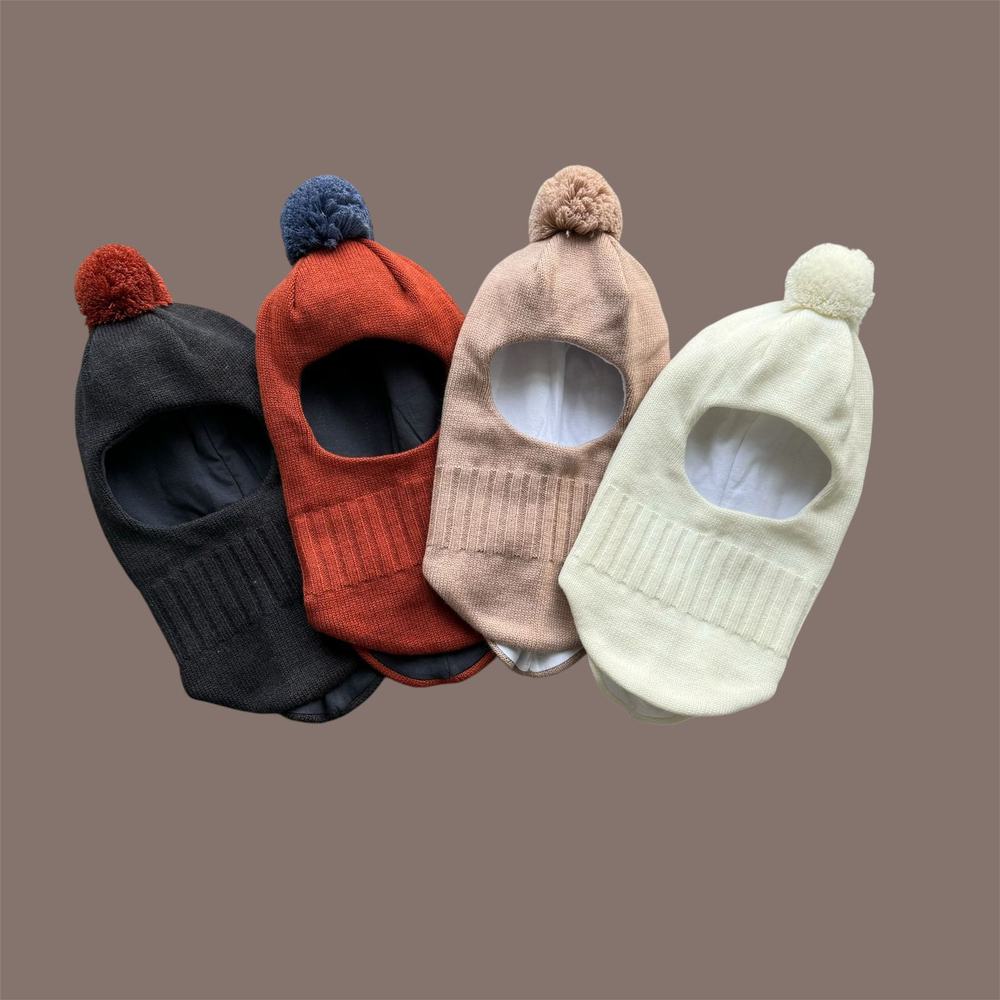 Балаклава зимняя с помпоном (терракот)