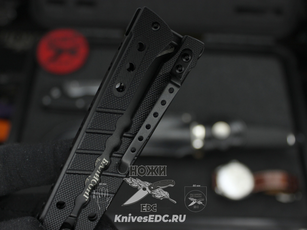Складной нож НОКС Балисонг 203-440401 Black c клинком из стали 440C, рукоять G10
