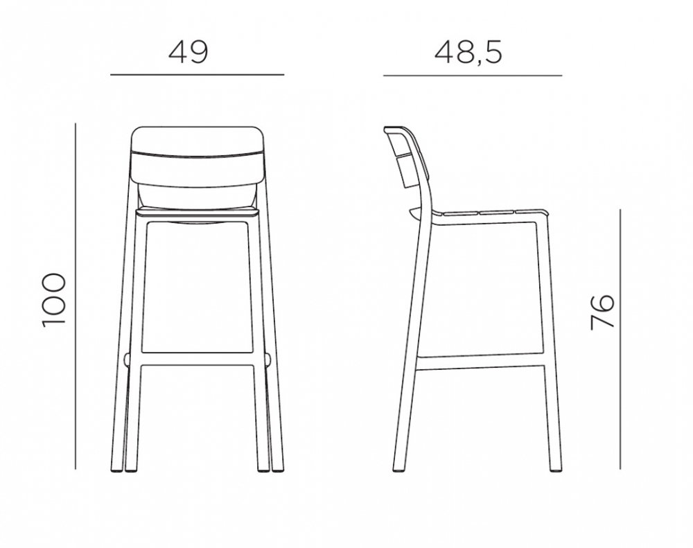 Стул пластиковый барный Nardi Cassia Stool, антрацит