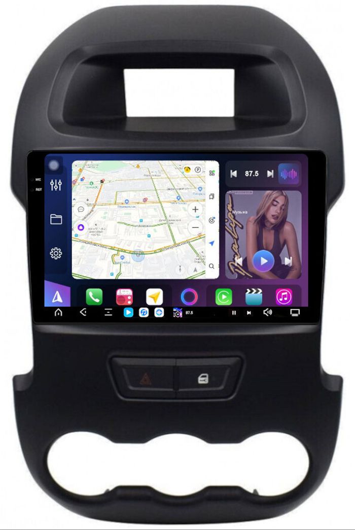 Магнитола для Ford Ranger 3 2011-2015 (рамка тип 2) - FarCar S500-TS20 монитор 9.5" 2K QLED на Android 14, Быстрейшая, CarPlay, 4G SIM-слот