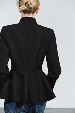 ZARA БЛЕЙЗЕР С ШЕРСТЬЮ И БАСКОЙ — ZW COLLECTION, ЧЕРНЫЙ