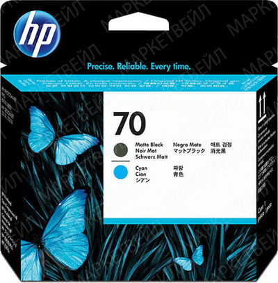 Печатающая головка HP 70 черная матовая и голубая (16000 стр)