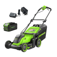 Газонокосилка аккумуляторная Greenworks GD40LM411, 40V, бесщеточная, 41 см, c 1хАКБ 5Ач и ЗУ (2521007UG)