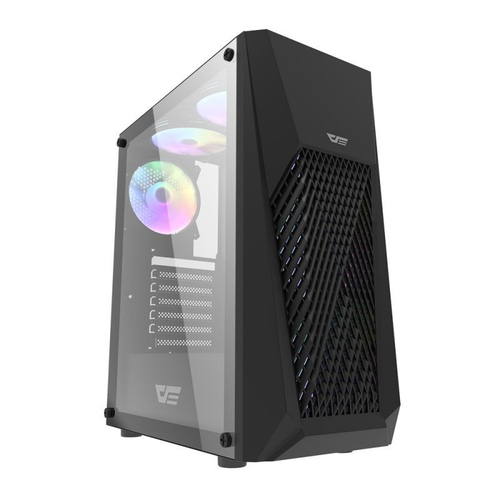 Корпус darkFlash DK150, Без БП, ATX, чёрный, 3xFRGB FAN, 2xUSB2, 1xUSB3, бок: закалённое стекло (DK150-BK)