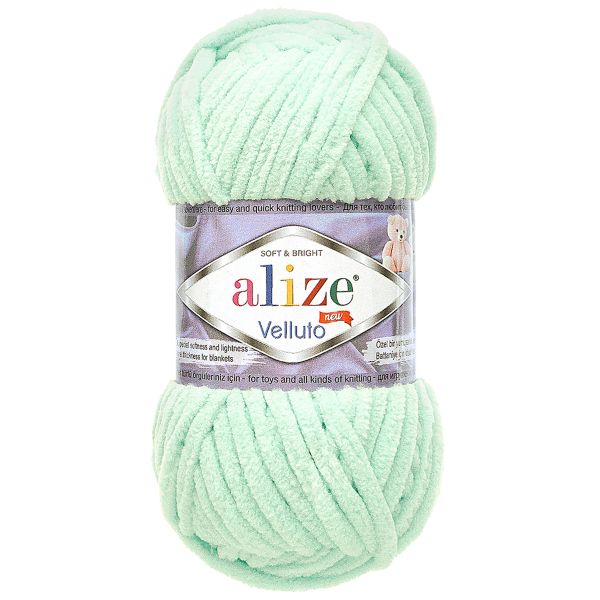 Пряжа Alize (Ализе) Velluto / уп.5 мот. по 100 г, 68м, 019 светло-бирюзовый A