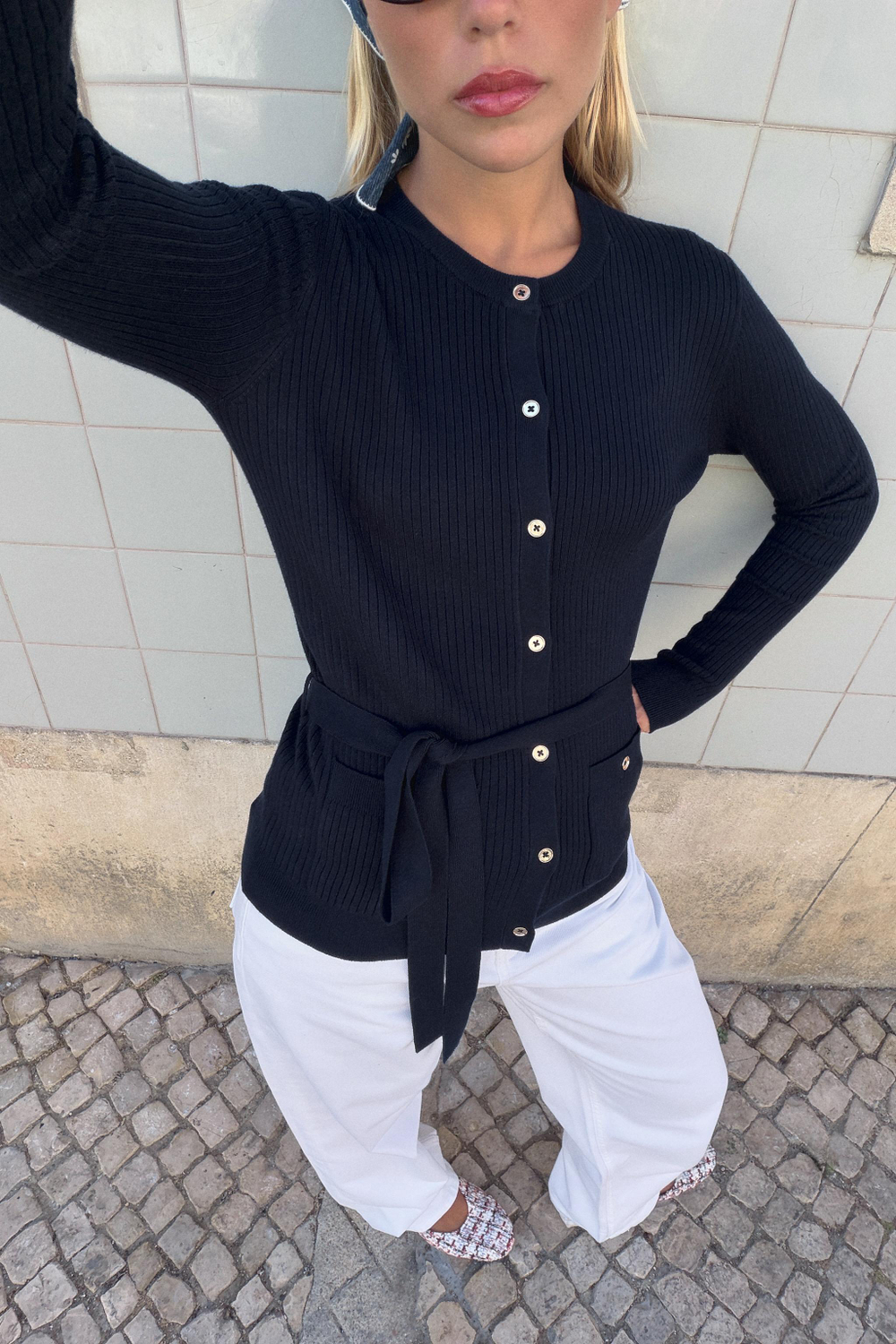 КАРДИГАН В РУБЧИК С ПОЯСОМ — ZARA