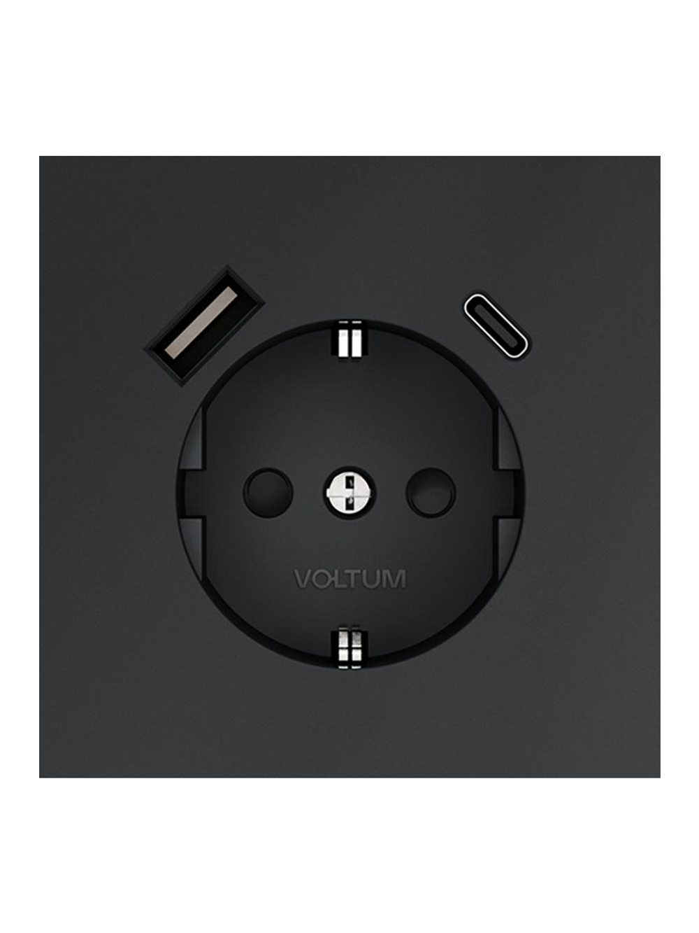 Розетка 1-м СП S70 16А с USB A+С с заземл. защ. шторки механизм графит Voltum VLS040507