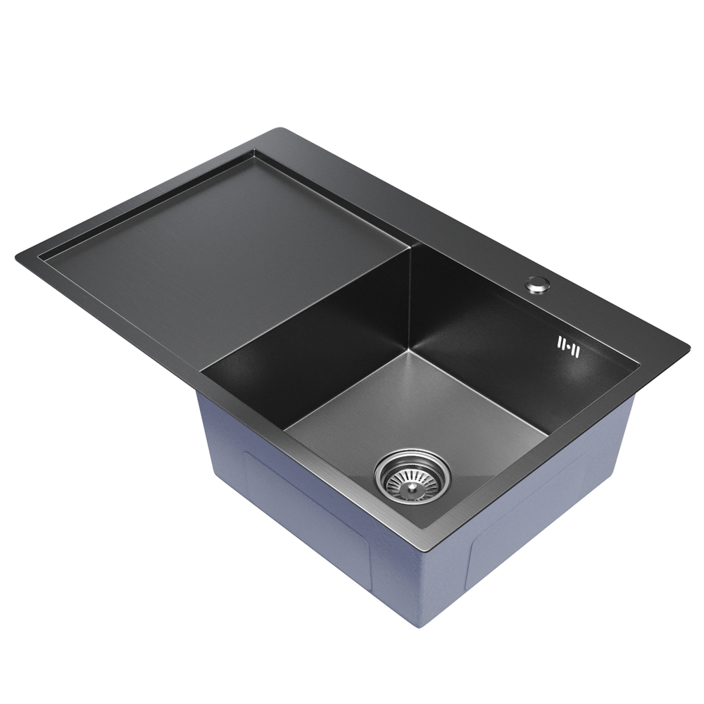 Кухонная мойка 78х50  прав. вып 3 1/2  MIXLINE PRO 20см с сифоном черный графит (552923)
