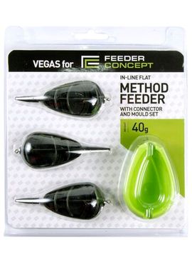 Набор фидерных кормушек FC Vegas Flat METHOD 40г 3шт. и уплотнитель