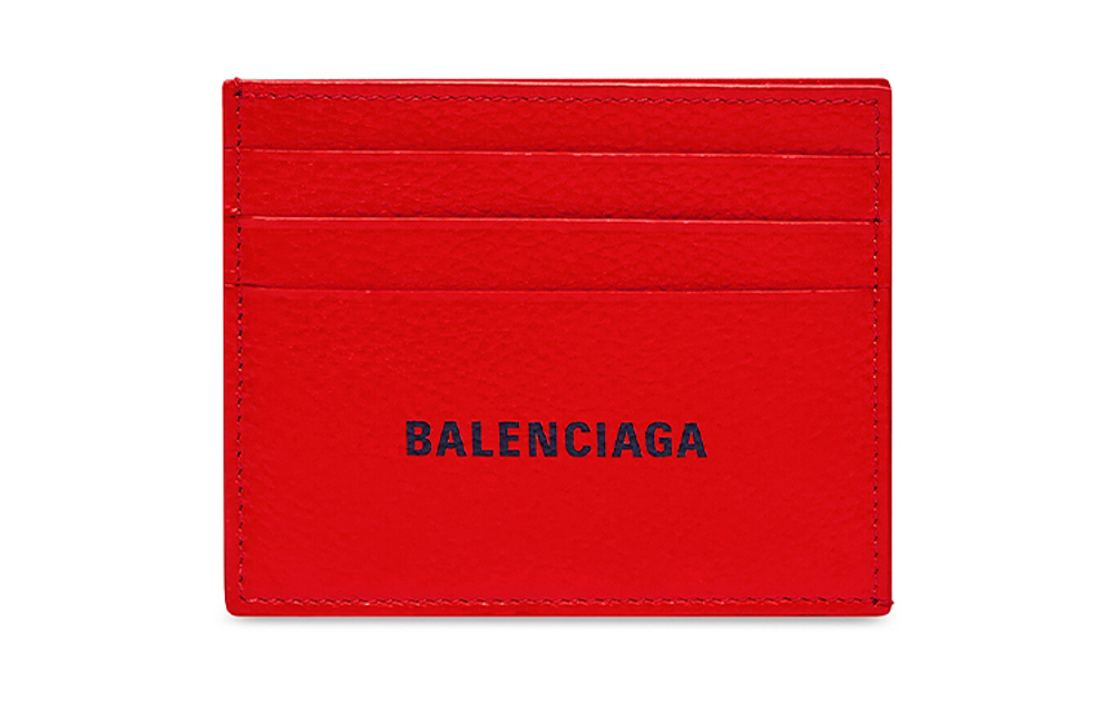 Balenciaga Grain Calfskin Card Holder Card Holder Men"s Red