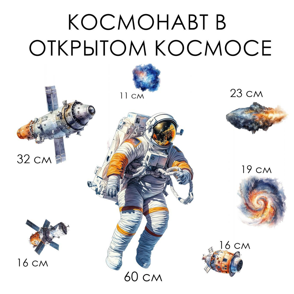 Стикеры  КОСМОНАВТ В ОТКРЫТОМ КОСМОСЕ