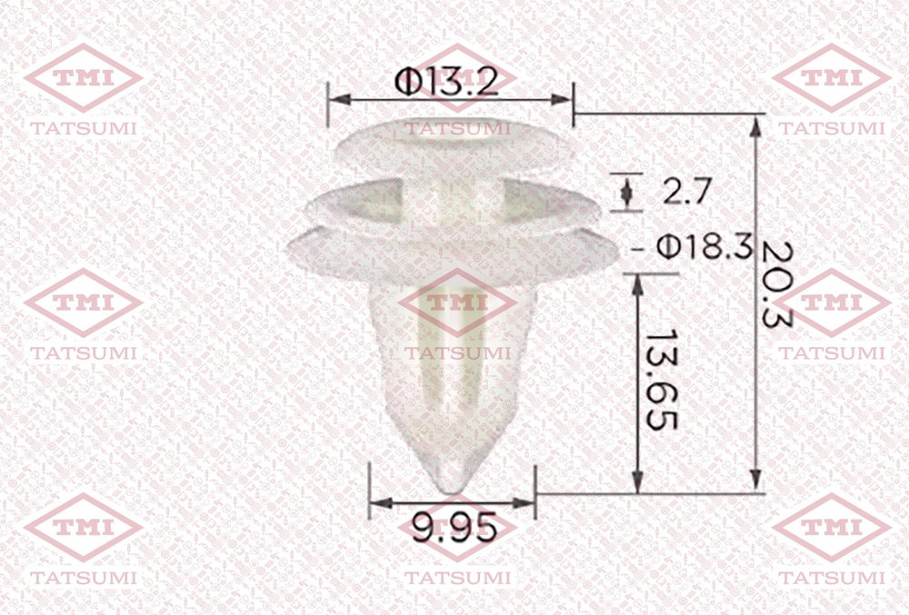 Клипса пластиковая d-9,9мм TATSUMI