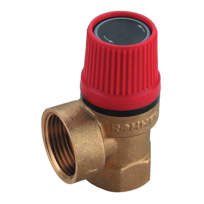 Клапан предохранительный ROMMER - 3/4", сброс 1" (ВР/ВР, Tmax 110°C, 3 бар)