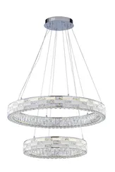 Люстра подвесная светодиодная NewRgy 6014R/130W CHROME+CLEAR, 130 Вт, хромированная и прозрачная