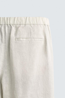 ZARA ЛЬНЯНЫЕ БРЮКИ REGULAR FIT, ПЕСОЧНЫЙ