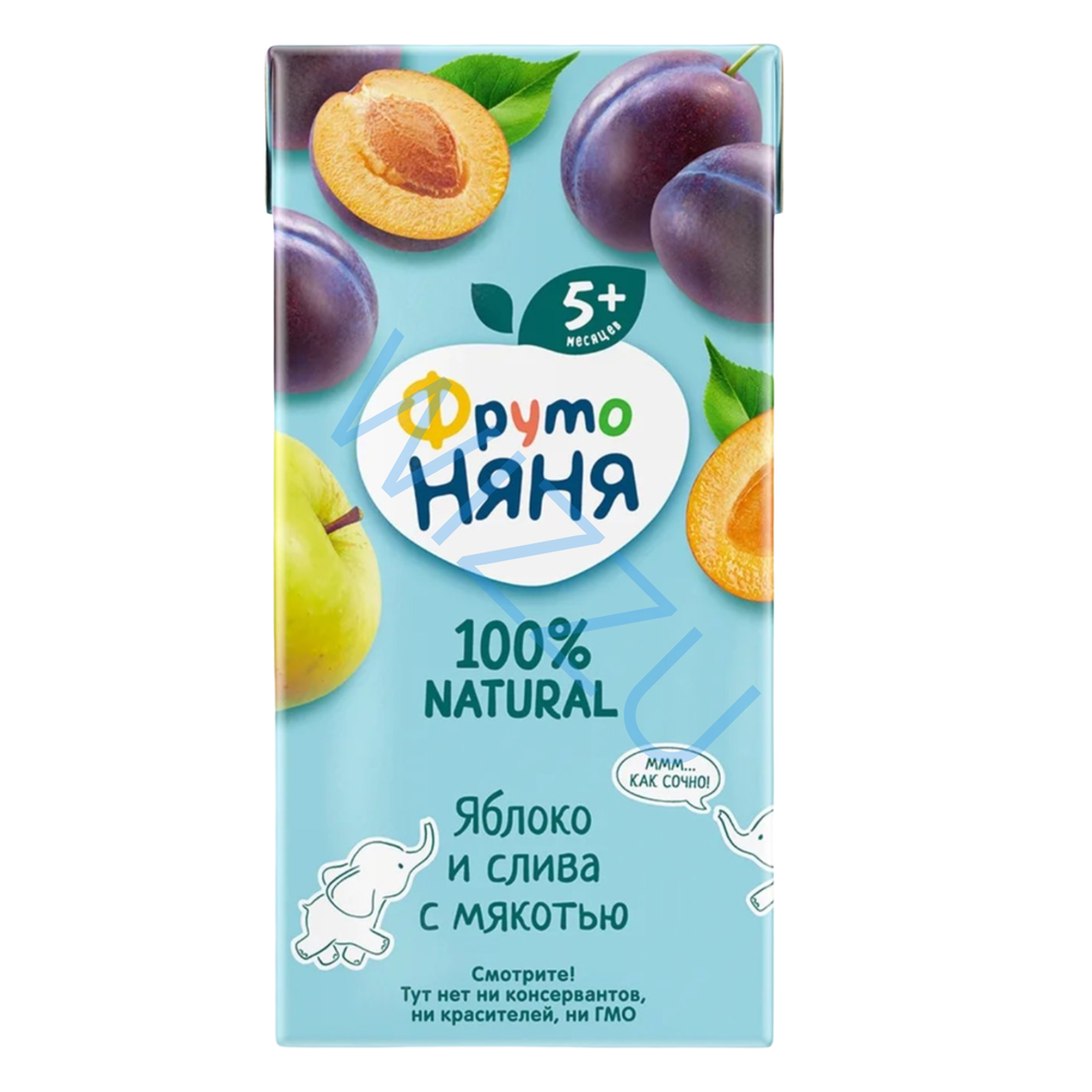 Нектар яблочно-сливовый ФрутоНяня с мякотью, 200 мл
