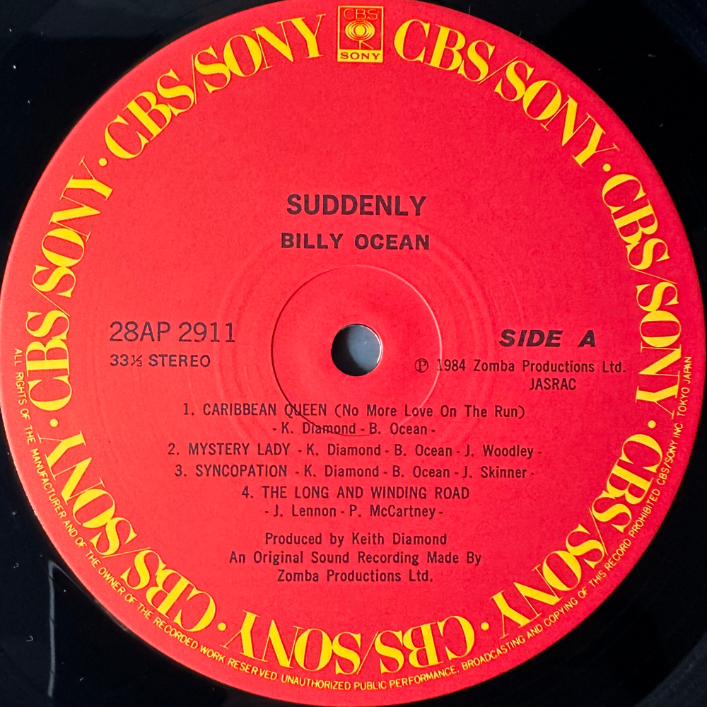 Billy Ocean ‎– Suddenly (Япония 1984г.)