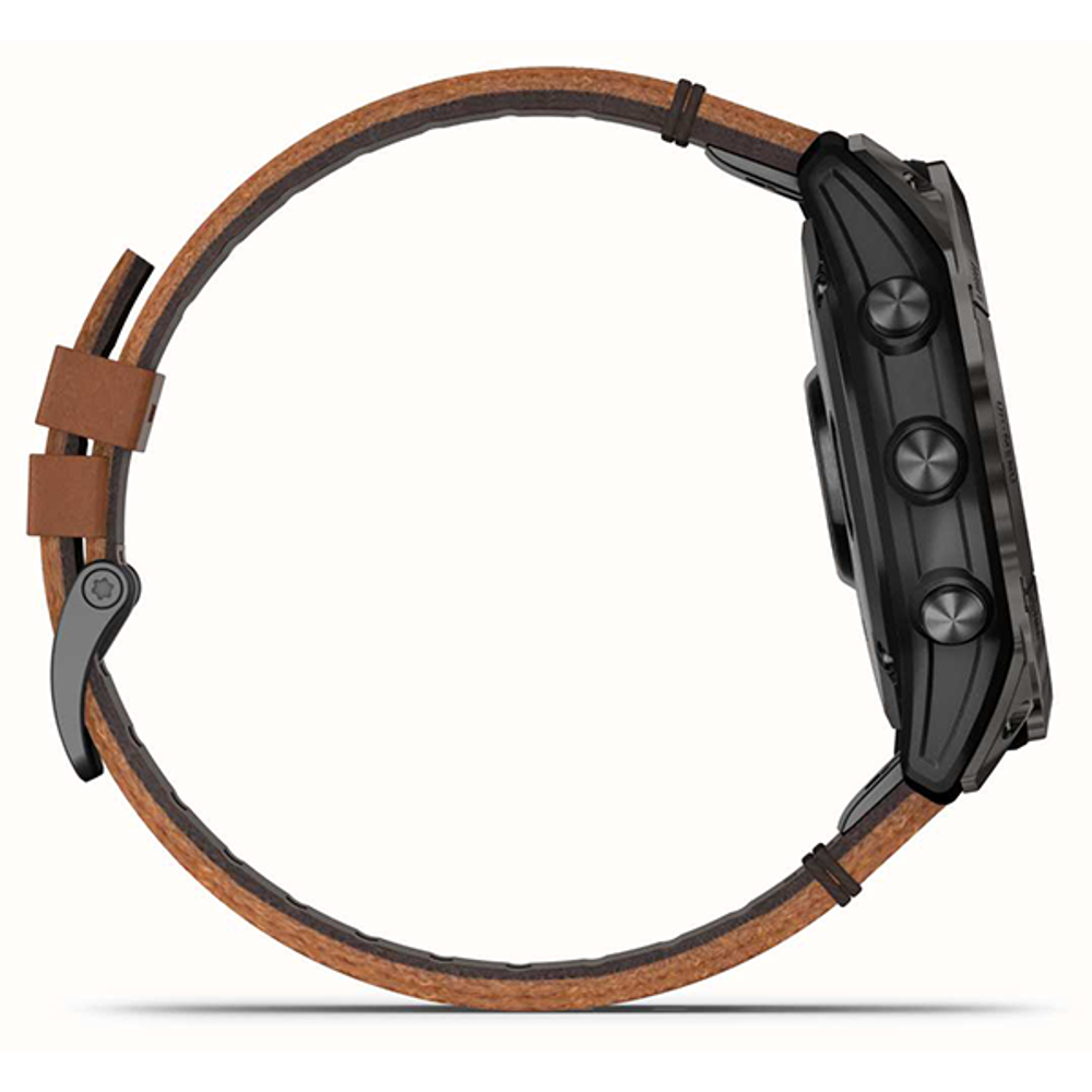 Умные часы Garmin Epix Pro (Gen 2) 51 мм Sapphire Edition титан DLC Carbon Grey с каштановым кожаным ремешком