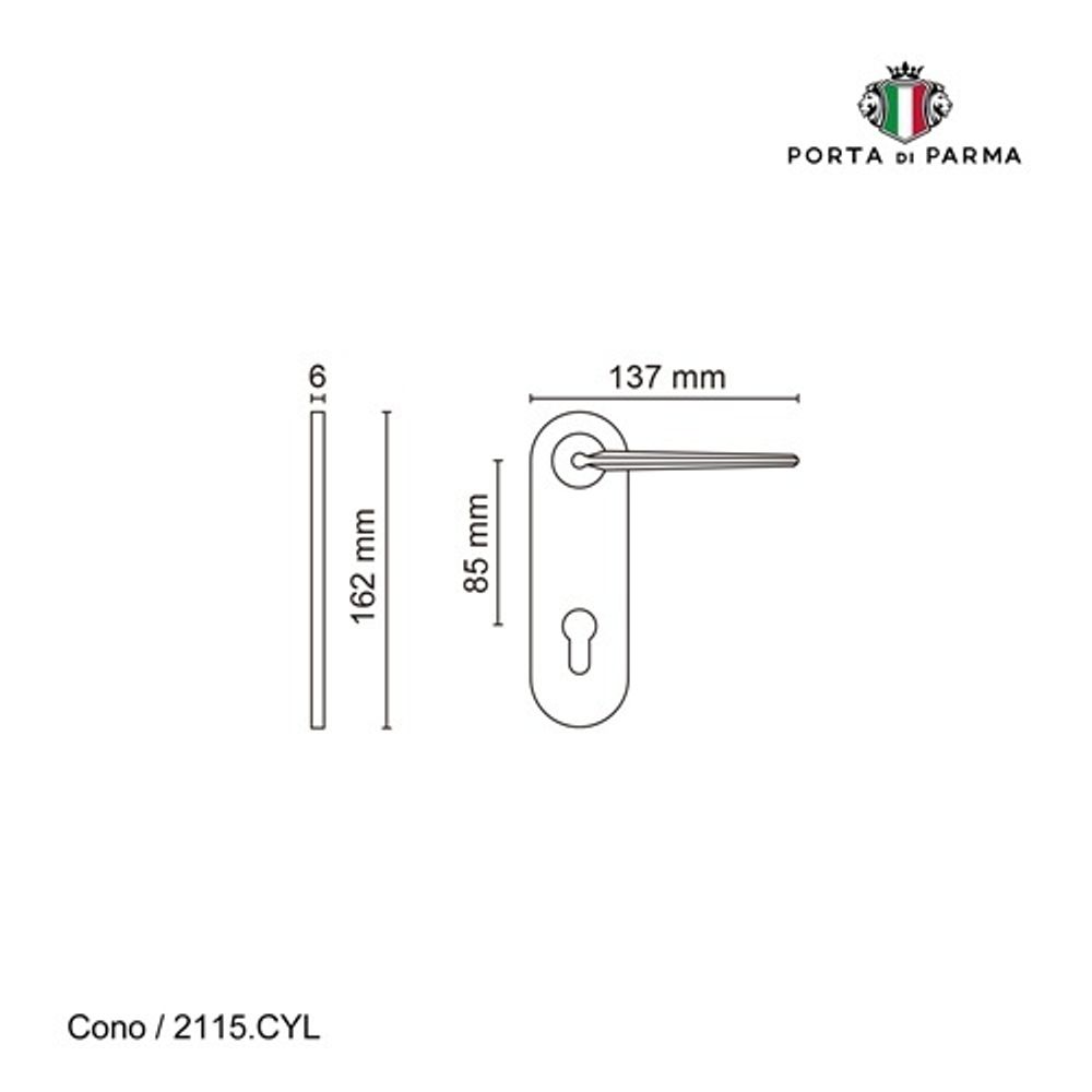 Ручка на планке PORTA DI PARMA Cono CYL CP хром