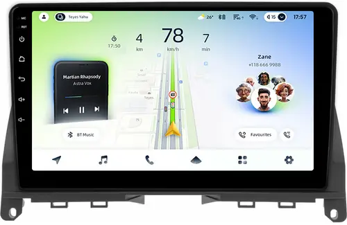 Магнитола для Mercedes-Benz C W204 2007-2011 - Teyes CC4L монитор 9" IPS, Android 14, Быстрая, Snapdragon 662, CarPlay, 4G SIM-слот