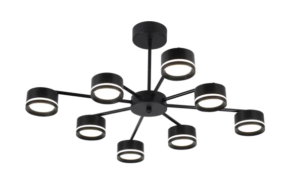Люстра потолочная Rilon 9490/4+4 BLACK, 8×15 Вт, чёрная
