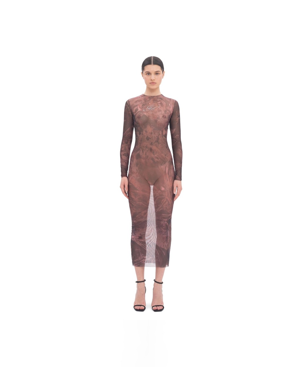 BROWN MESH DRESS