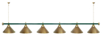 Лампа STARTBILLIARDS 6 пл. (плафоны зеленые,штанга золотая,фурнитура золото)