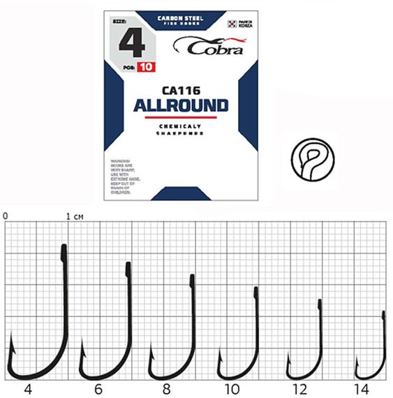 Крючки Cobra ALLROUND CA116  №14, 10 шт.