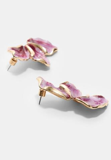 STRADIVARIUS Эмалированные серьги-веера, цвет фуксии